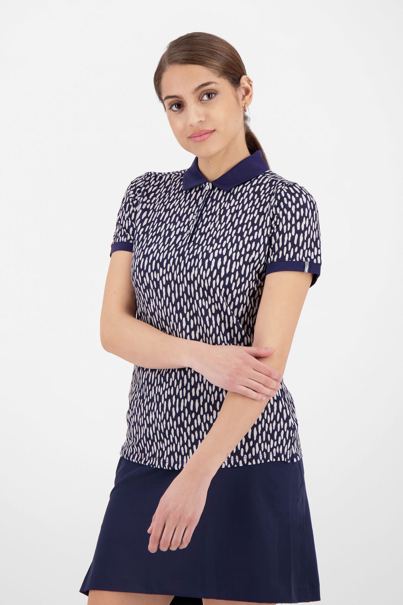 Kjus W Enya Printed SS Polo Atlanta Blau/Silber Fog Damen