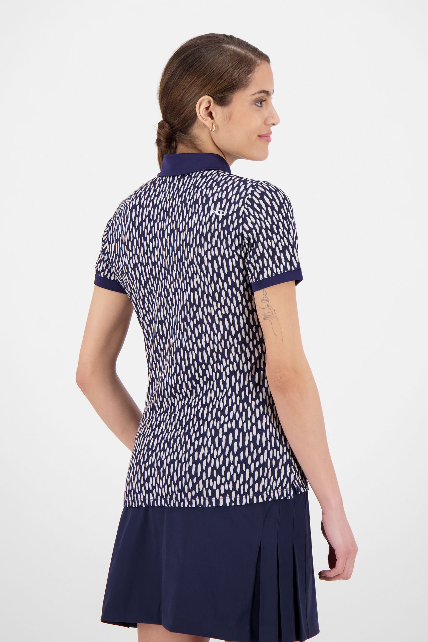 Kjus W Enya Printed SS Polo Atlanta Blau/Silber Fog Damen