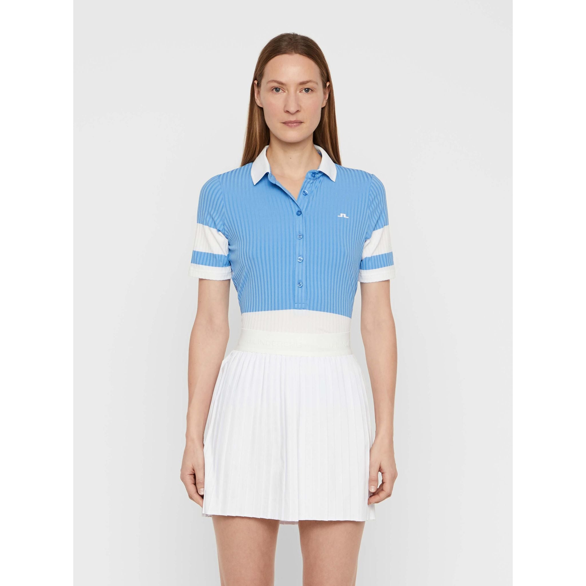 J. Lindeberg W Natasha-Rib Jersey Polo Lake Blue Damen