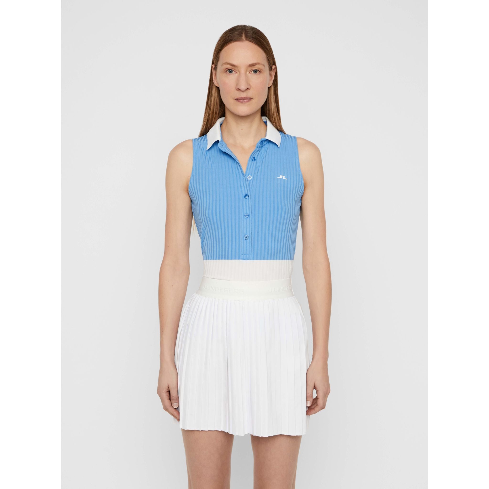 J. Lindeberg W Nora-Rib Jersey Polo Lake Blue Damen