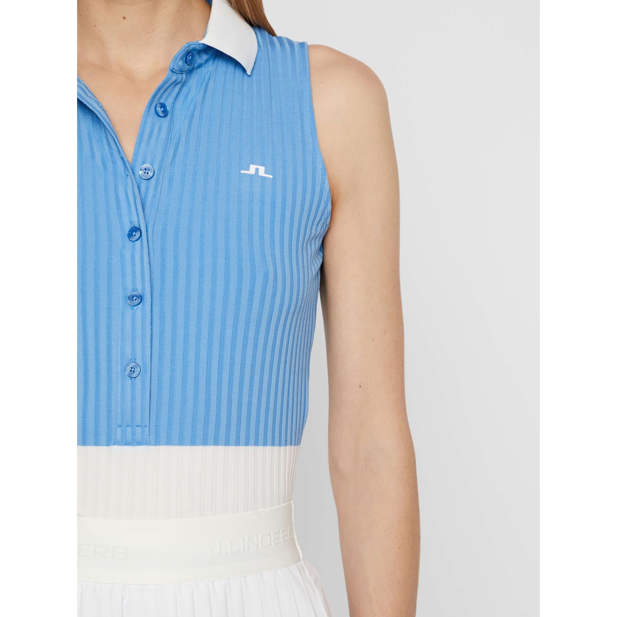J. Lindeberg W Nora-Rib Jersey Polo Lake Blue Damen