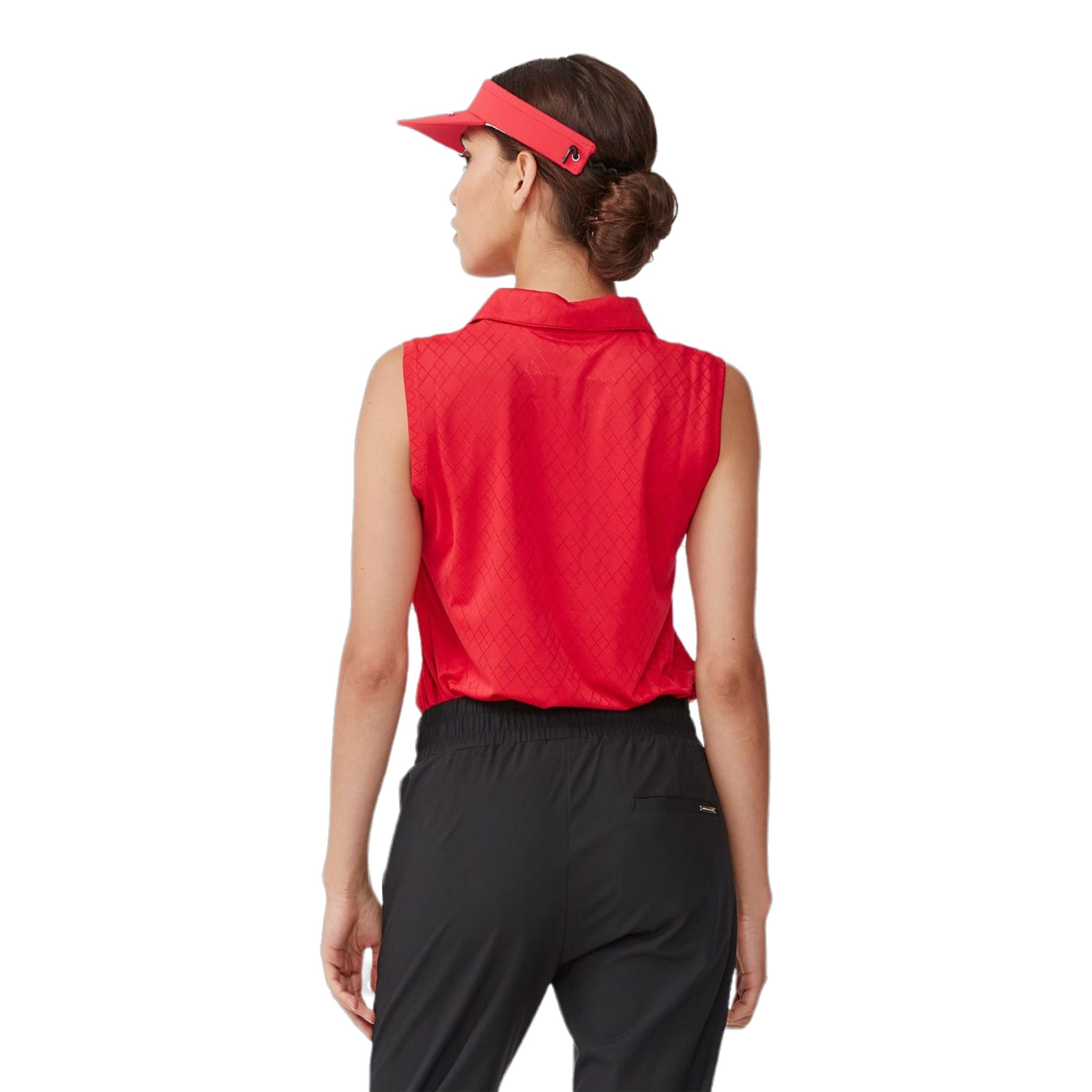 Röhnisch Polo Argyle Ärmellos Rot Damen