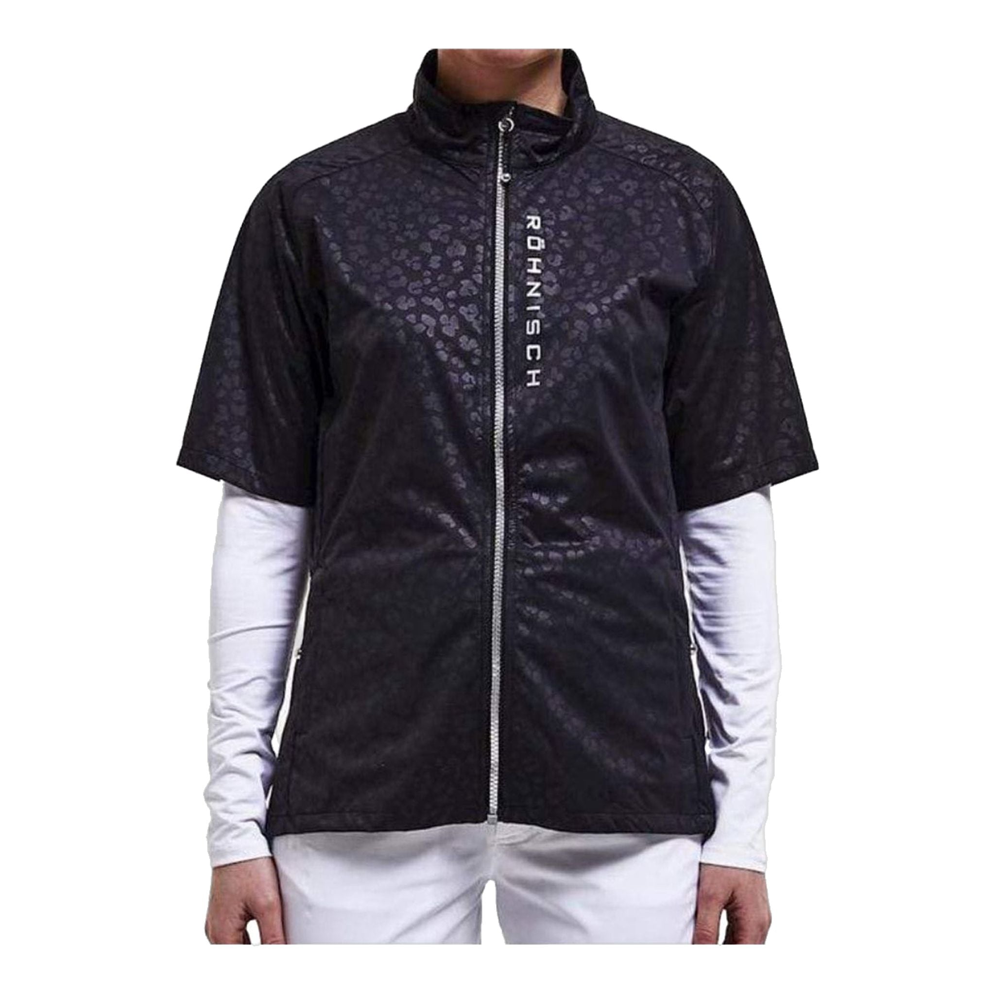 Röhnisch Windjacke Mae Kurzarm Clover Embosse Schwarz Damen
