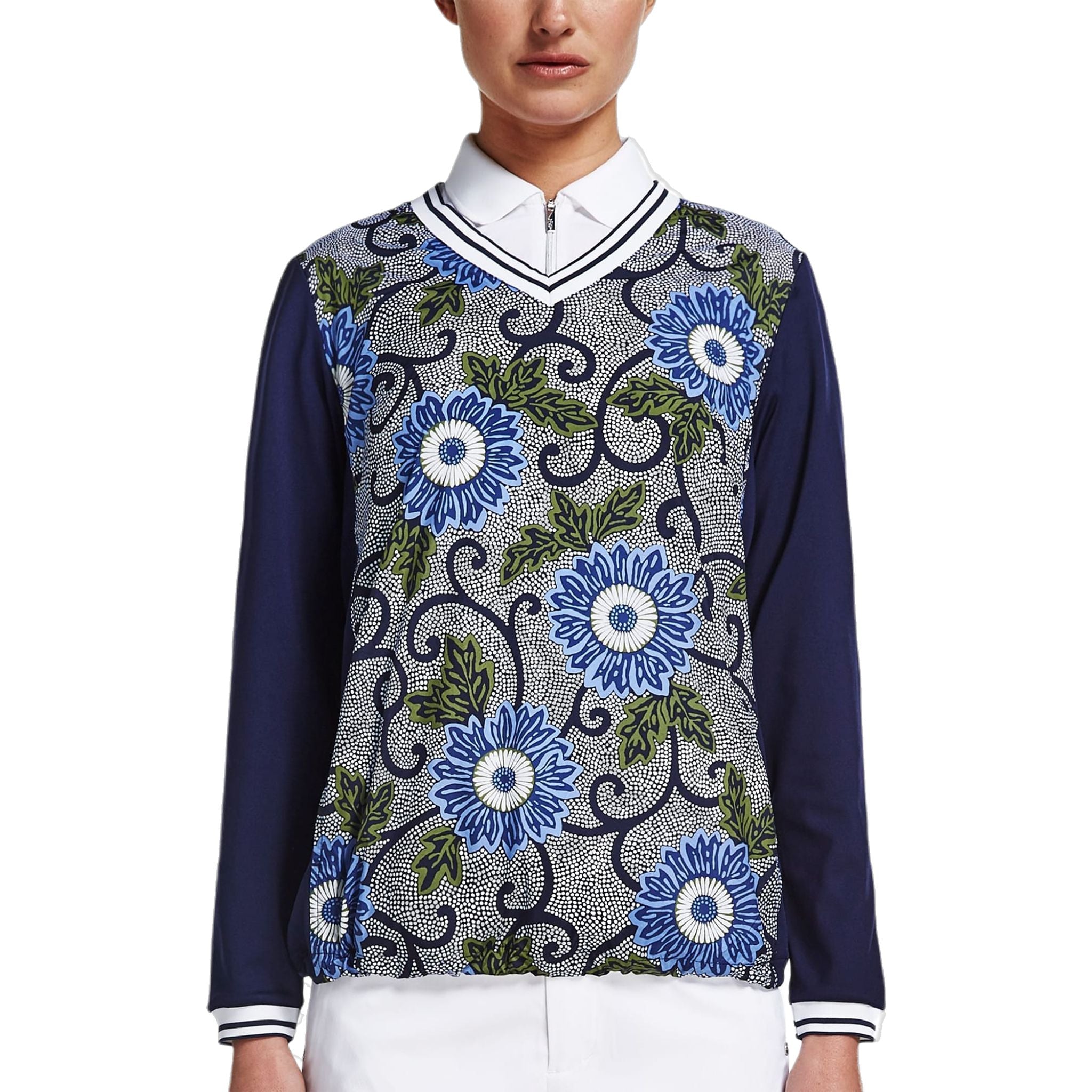 Röhnisch Pullover Swing Blau Massai Flower Damen