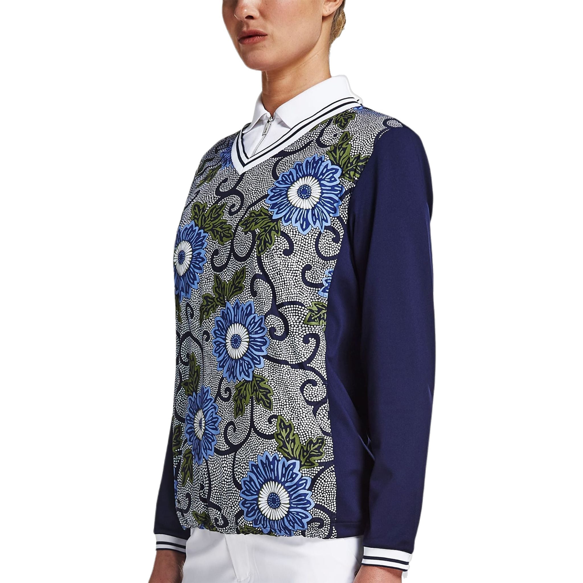 Röhnisch Pullover Swing Blau Massai Flower Damen