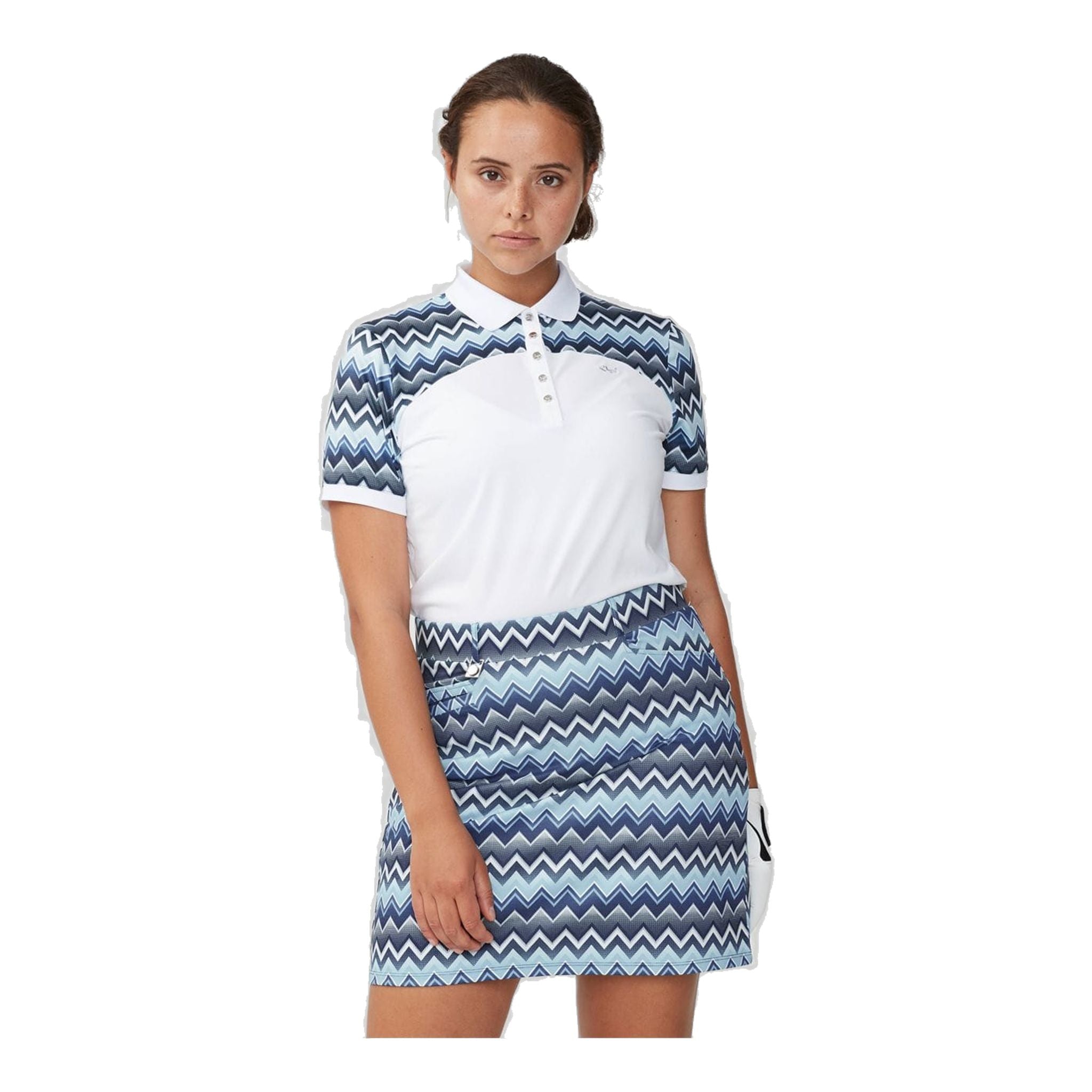 Röhnisch Element Block Polo Zigzag Blue Damen
