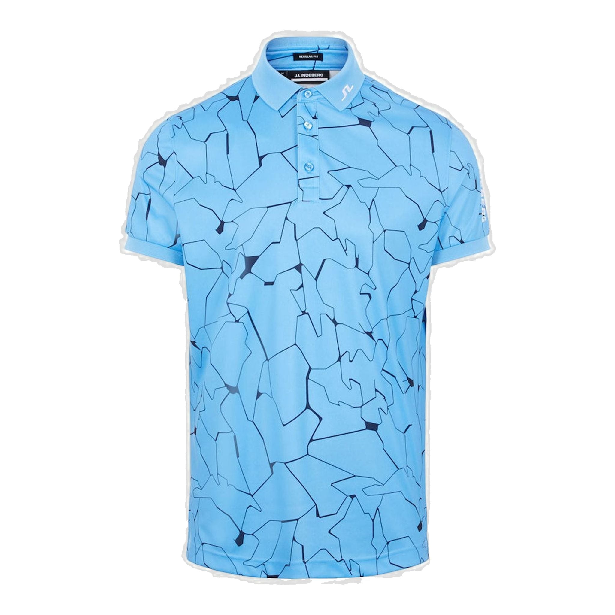 J. Lindeberg M Tour Tech Reg Fit Print SS Polo Slit Ocean Blue Herren