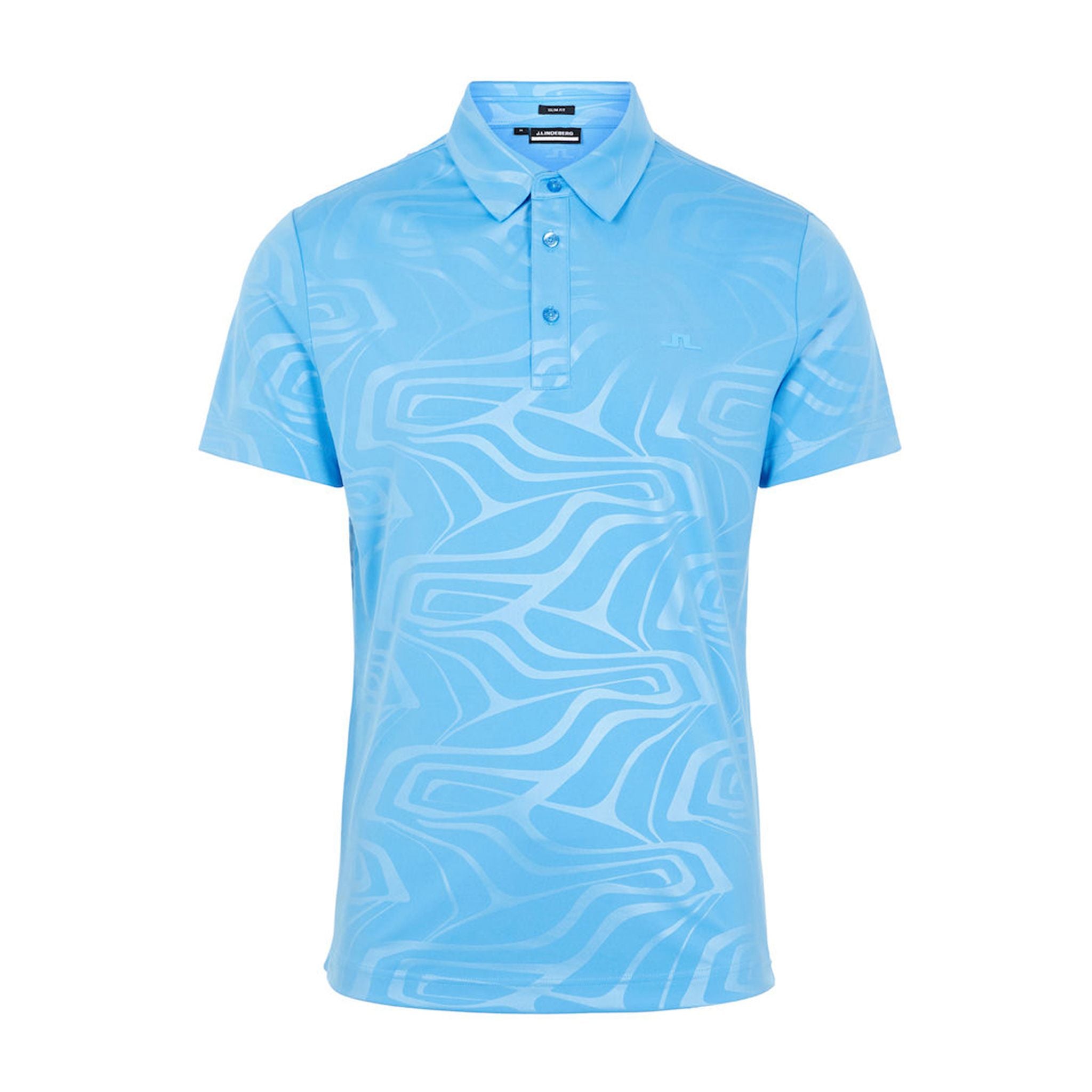J. Lindeberg M Tony Slim Fit SS Polo Print Neo Deboss Ocean Blu Herren