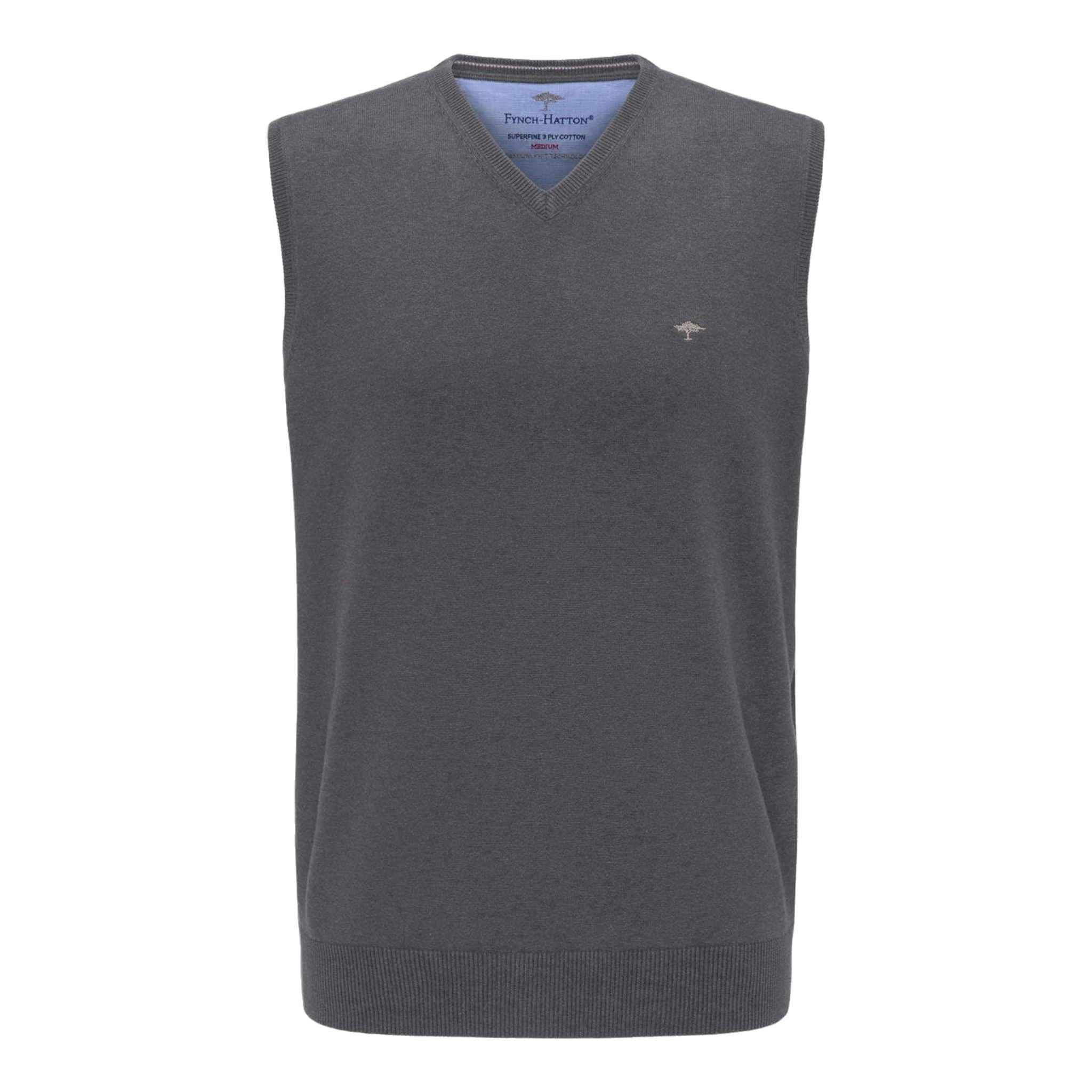 Fynch Hatton M Slipover SL Sweater Ashgrey Herren