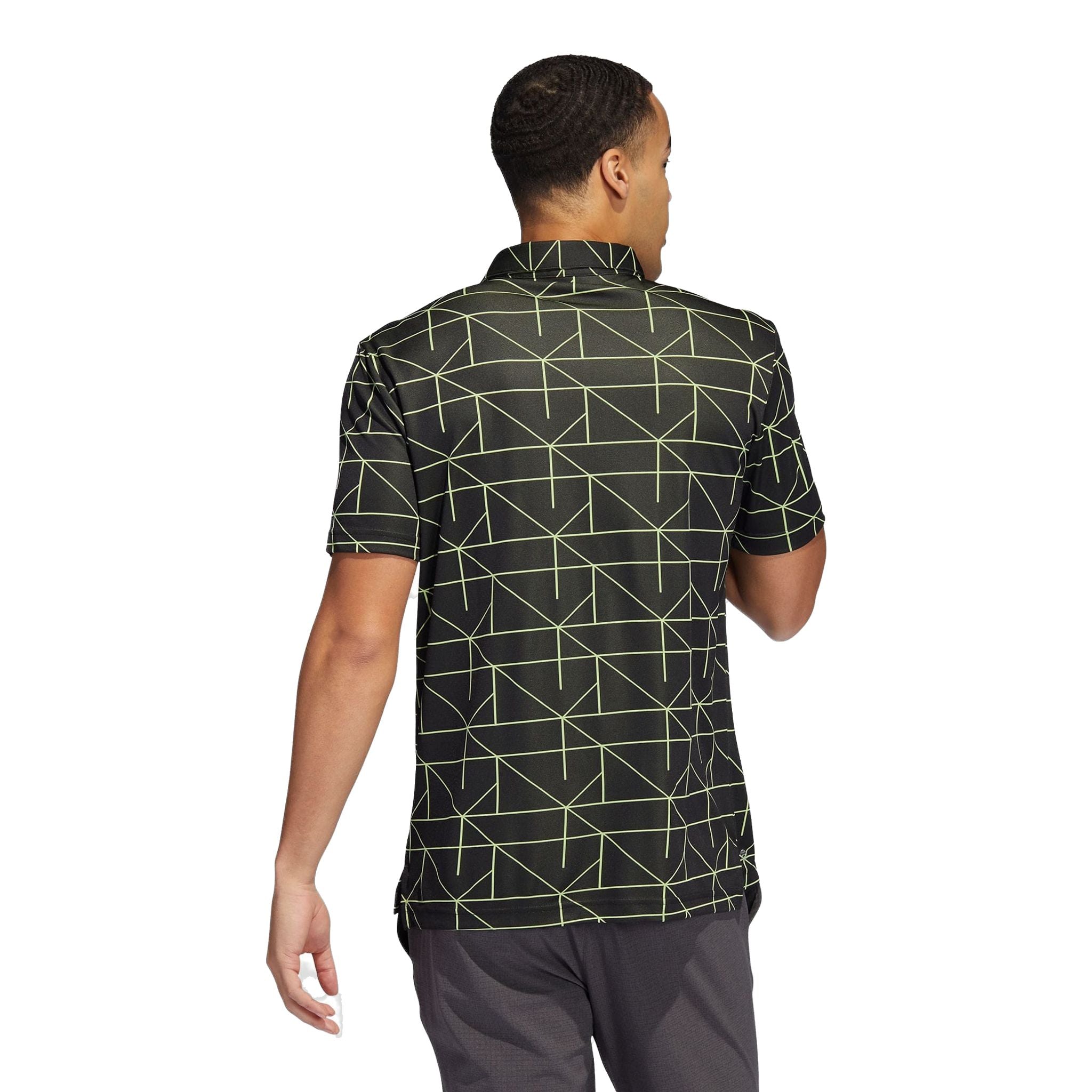 Adidas M Polo Jaquard Lines Schwarz/Pulse Lime Herren