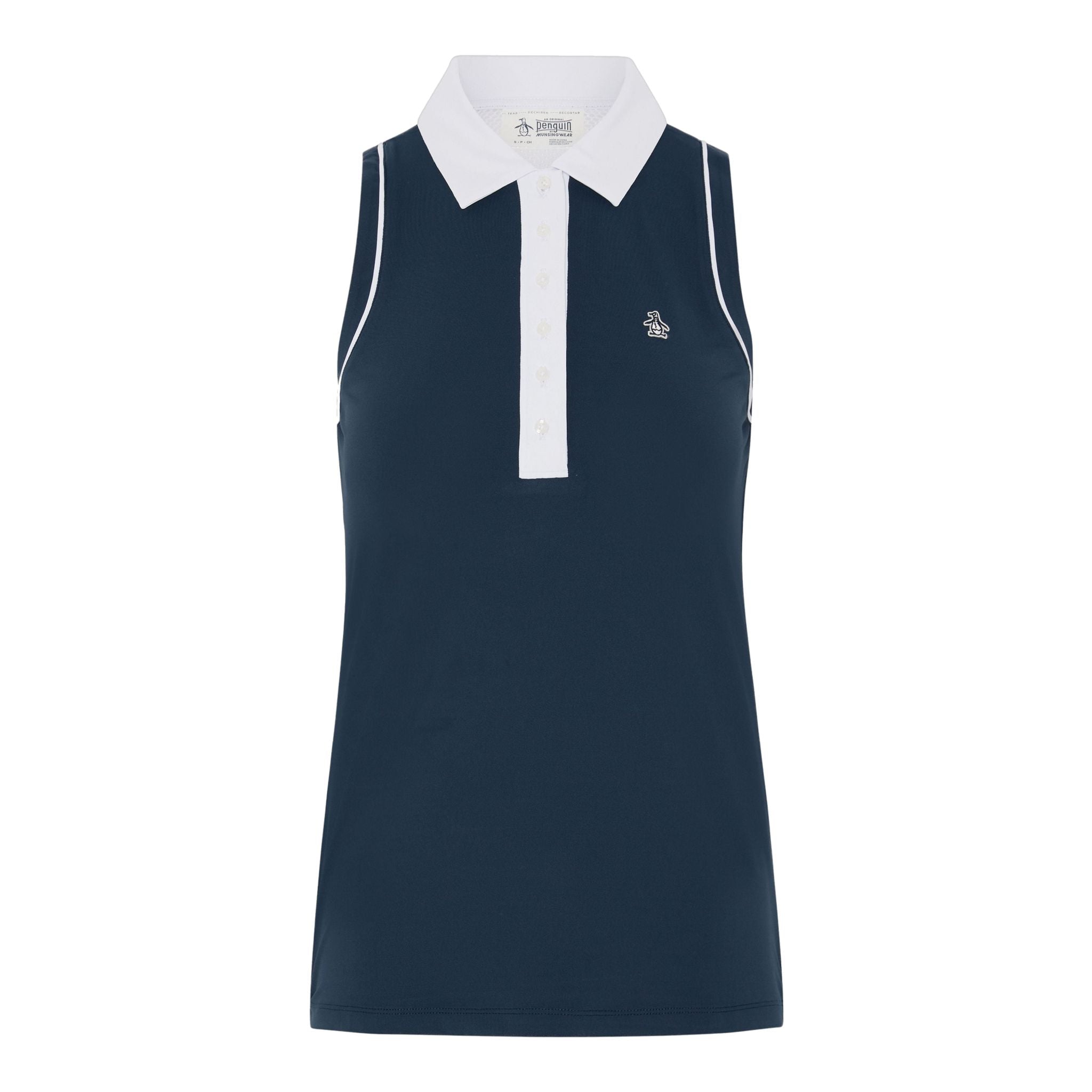 Original Penguin Sleveless Colour Block Meshback Polo Damen
