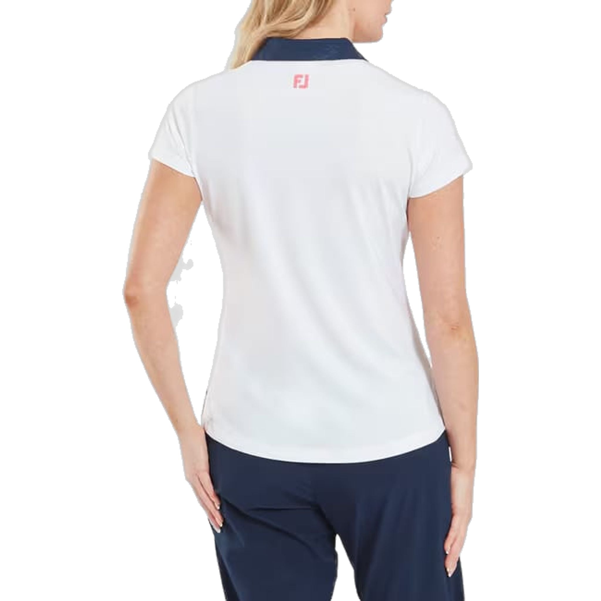 Footjoy Cap Sleeve Print Trim Lisle Polo Damen