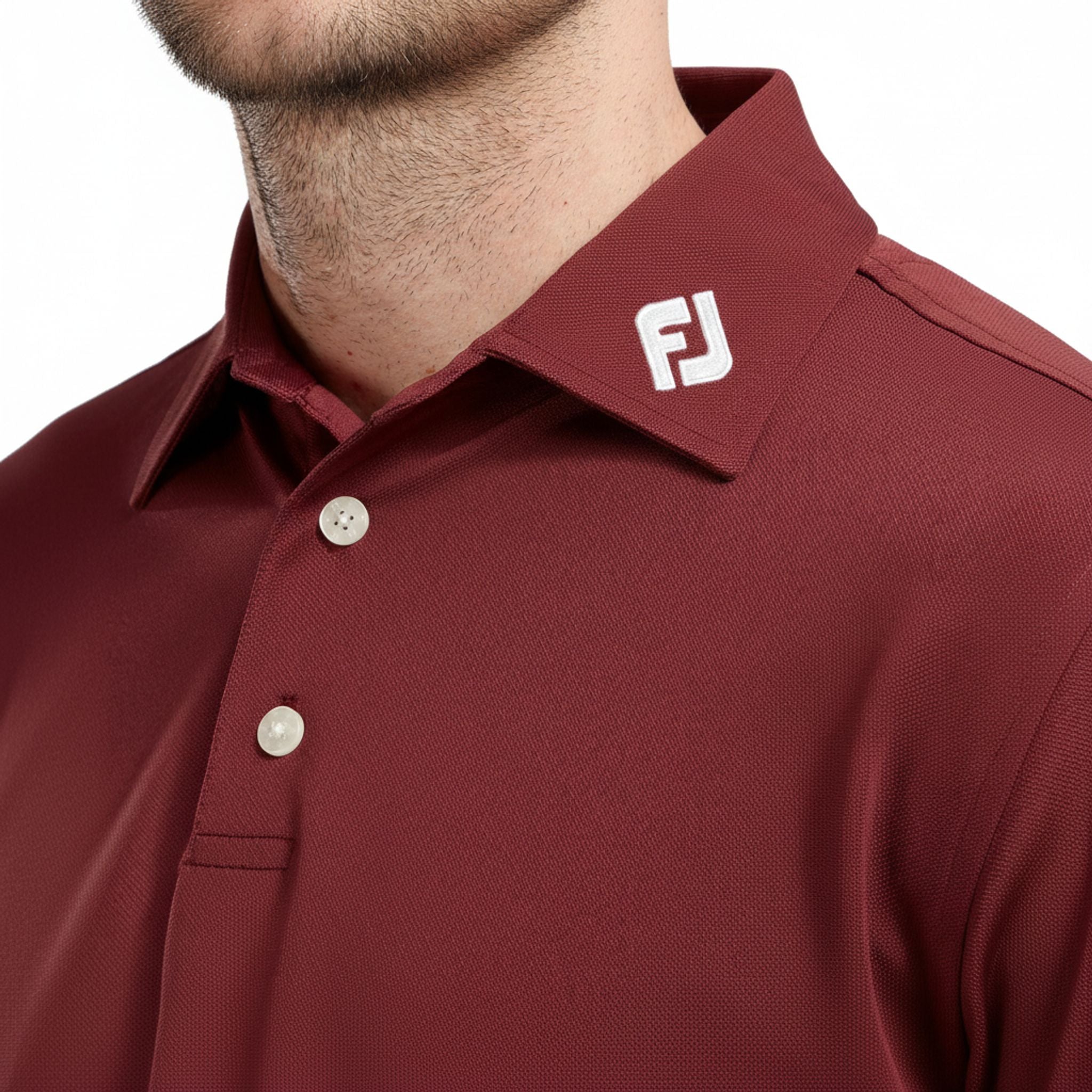 Footjoy Pique Solid Polo Maroon "DCC"-Logo M Herren