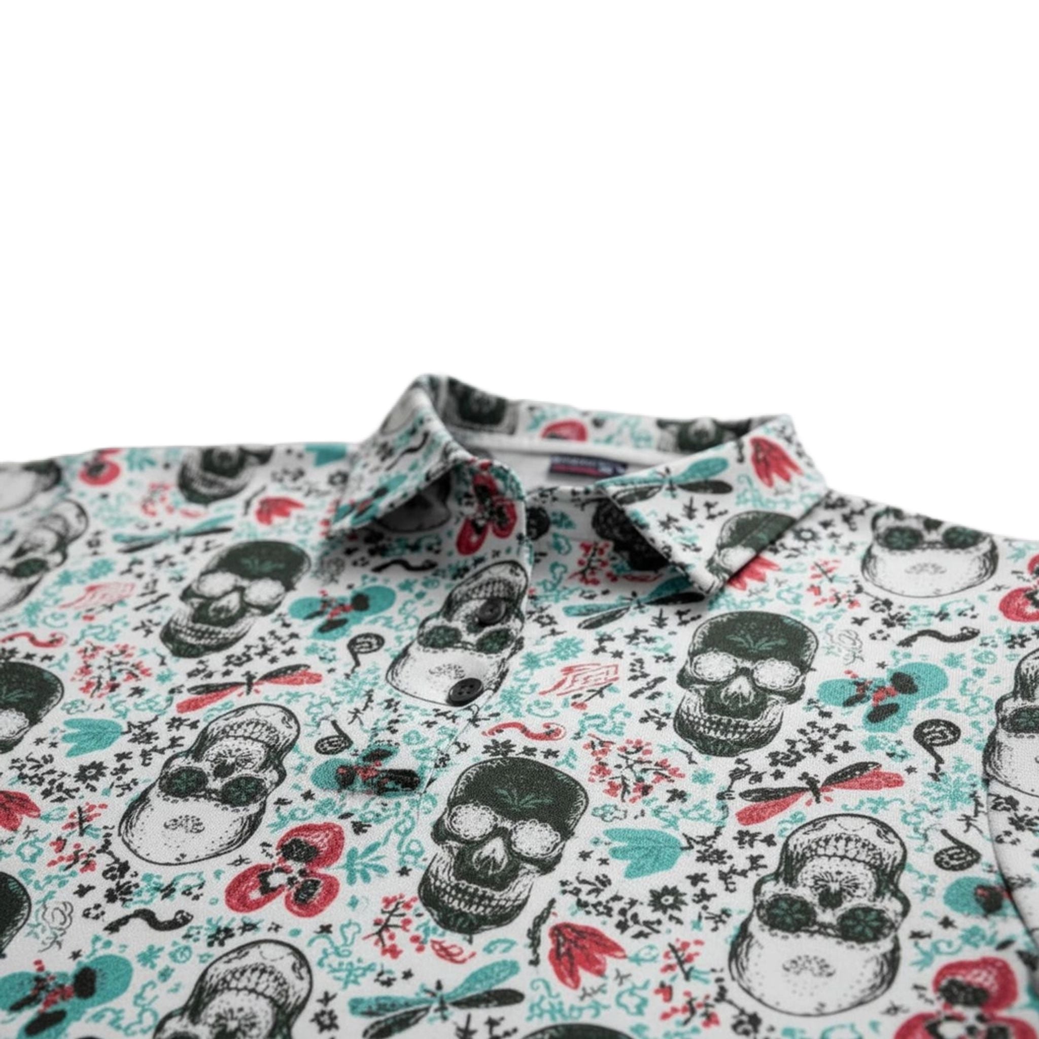Golf Rowdies Skull Blue Poloshirt Damen