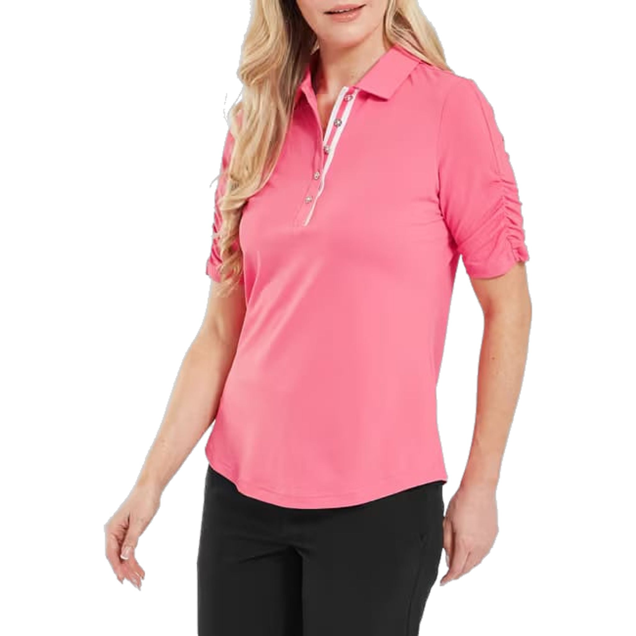 Footjoy Half Sleeve Ruched Lisle Polo Damen