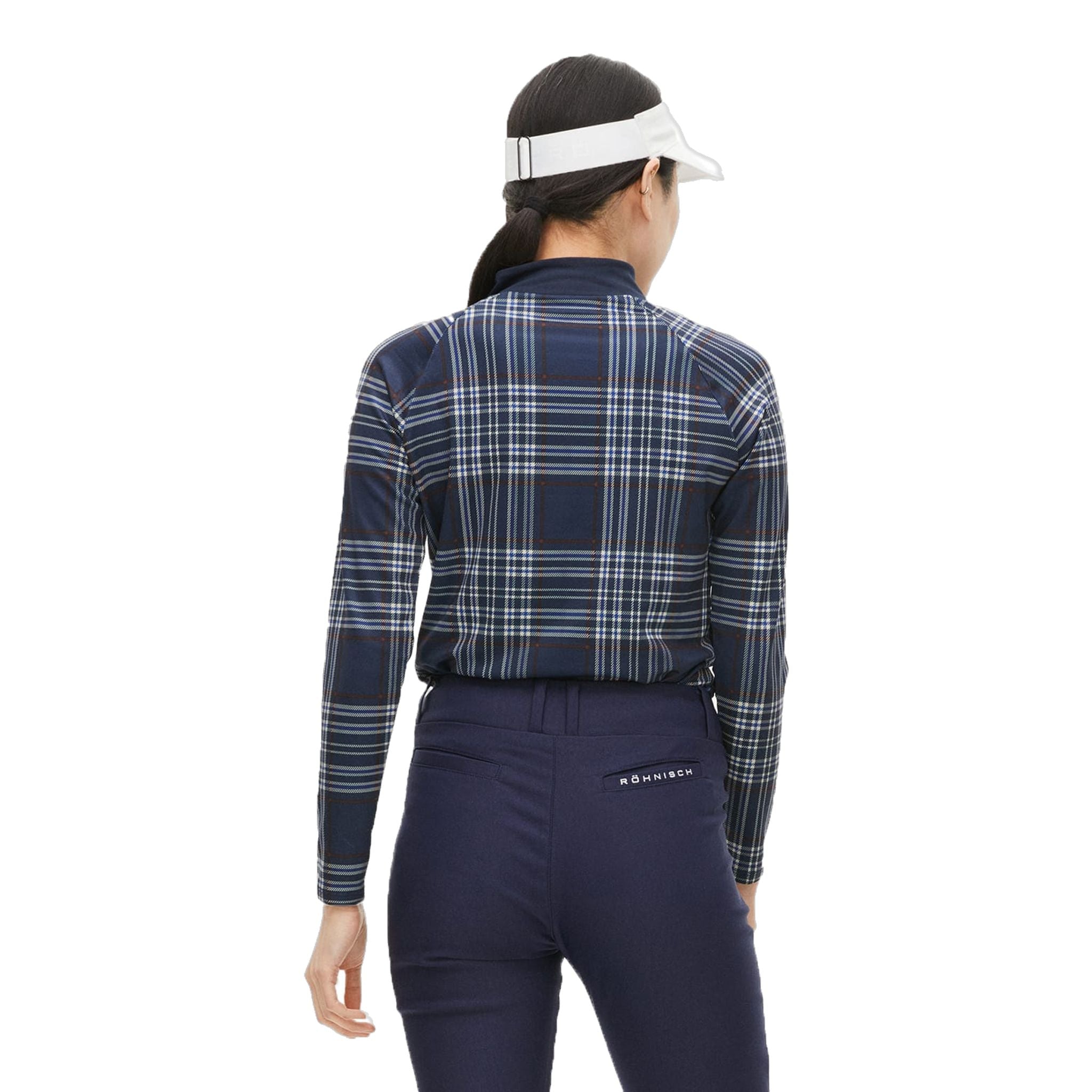 Röhnisch Elle Golf Polo Langarm Navy Check Damen Damen
