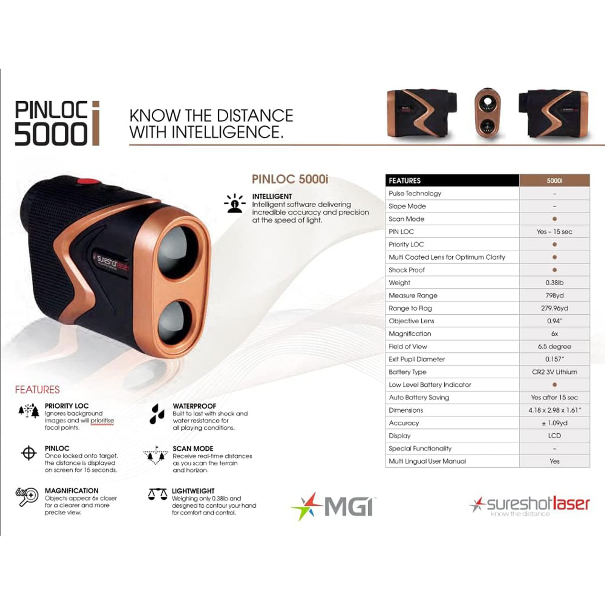 Sure Shot GPS GPS PinLoc Gold 5000 iPS Rangefinder