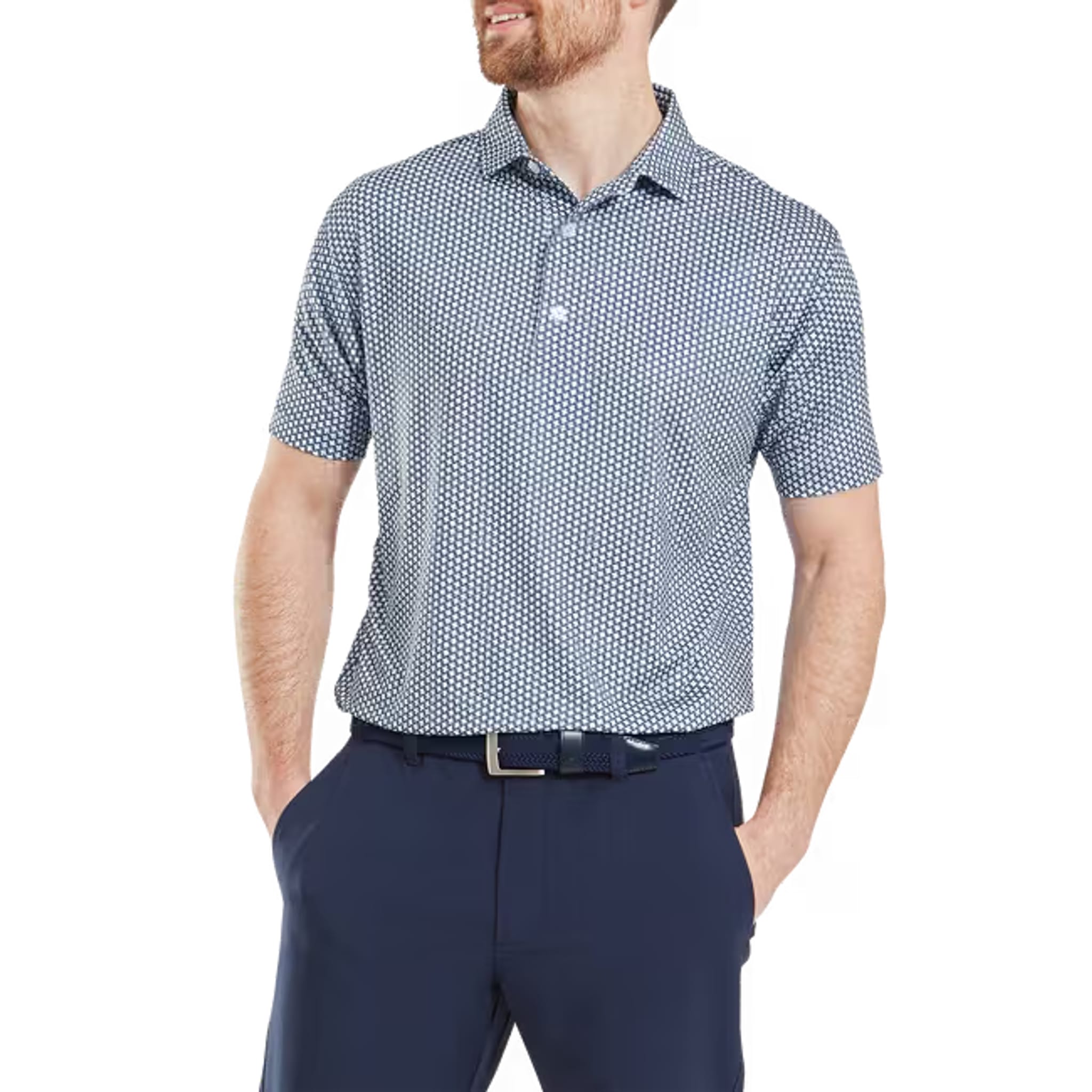 Footjoy Houndstooth Geo Lisle Polo Herren