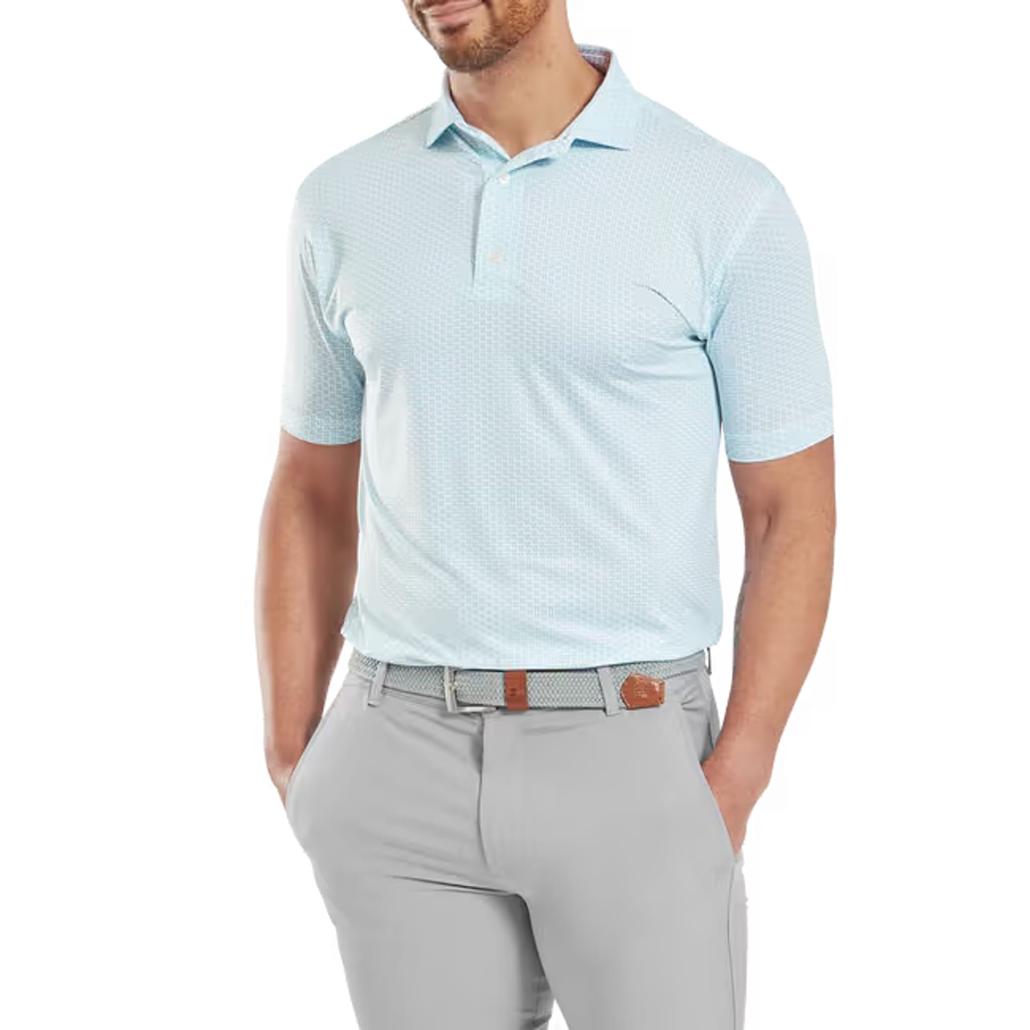 Footjoy Houndstooth Geo Lisle Polo Herren