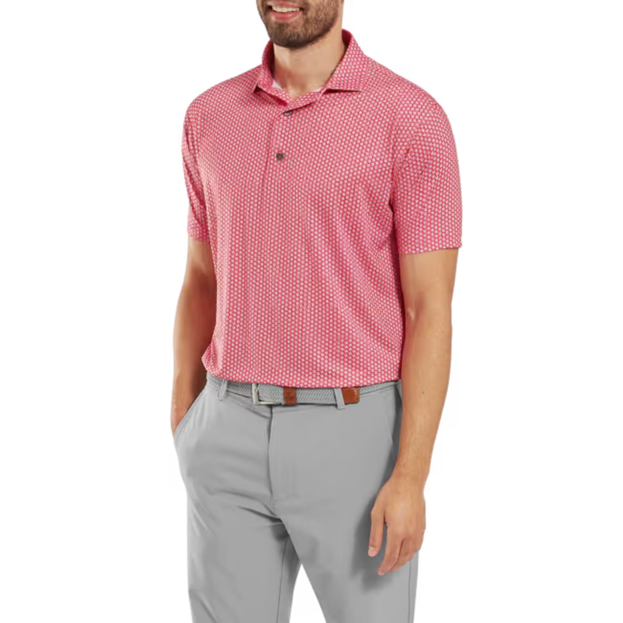 Footjoy Houndstooth Geo Lisle Polo Herren