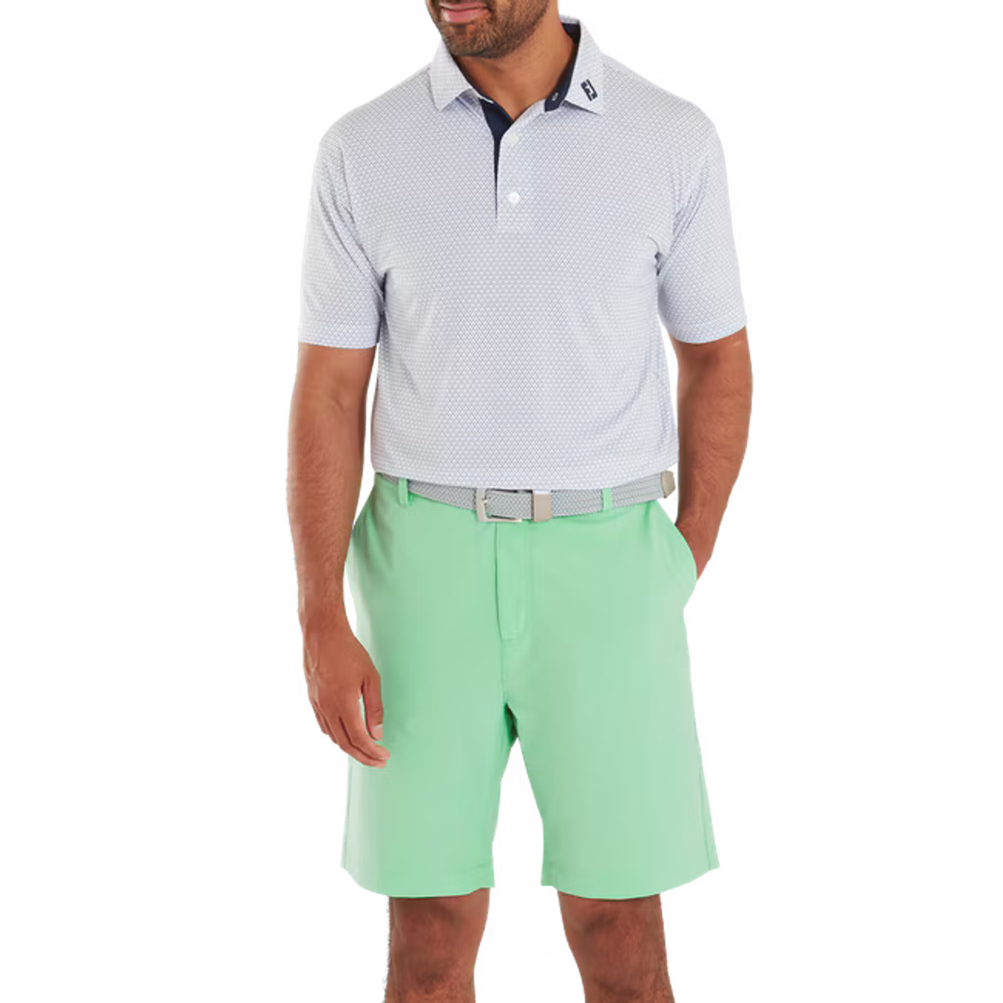 Footjoy Deco Diamond Print Lisle Polo Herren