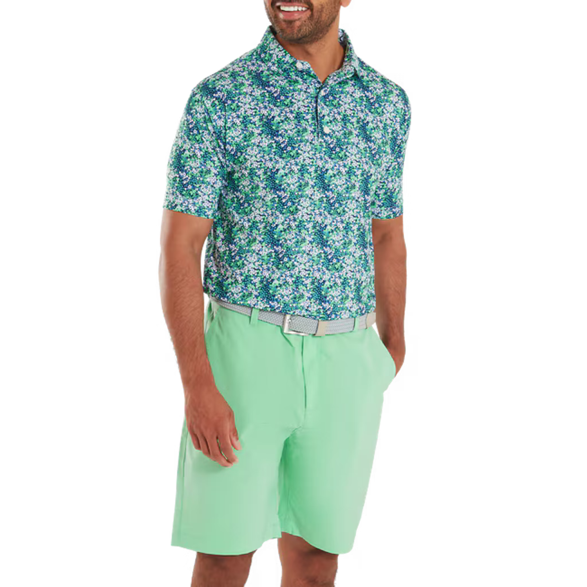 Footjoy Garden Print Lisle Polo Herren