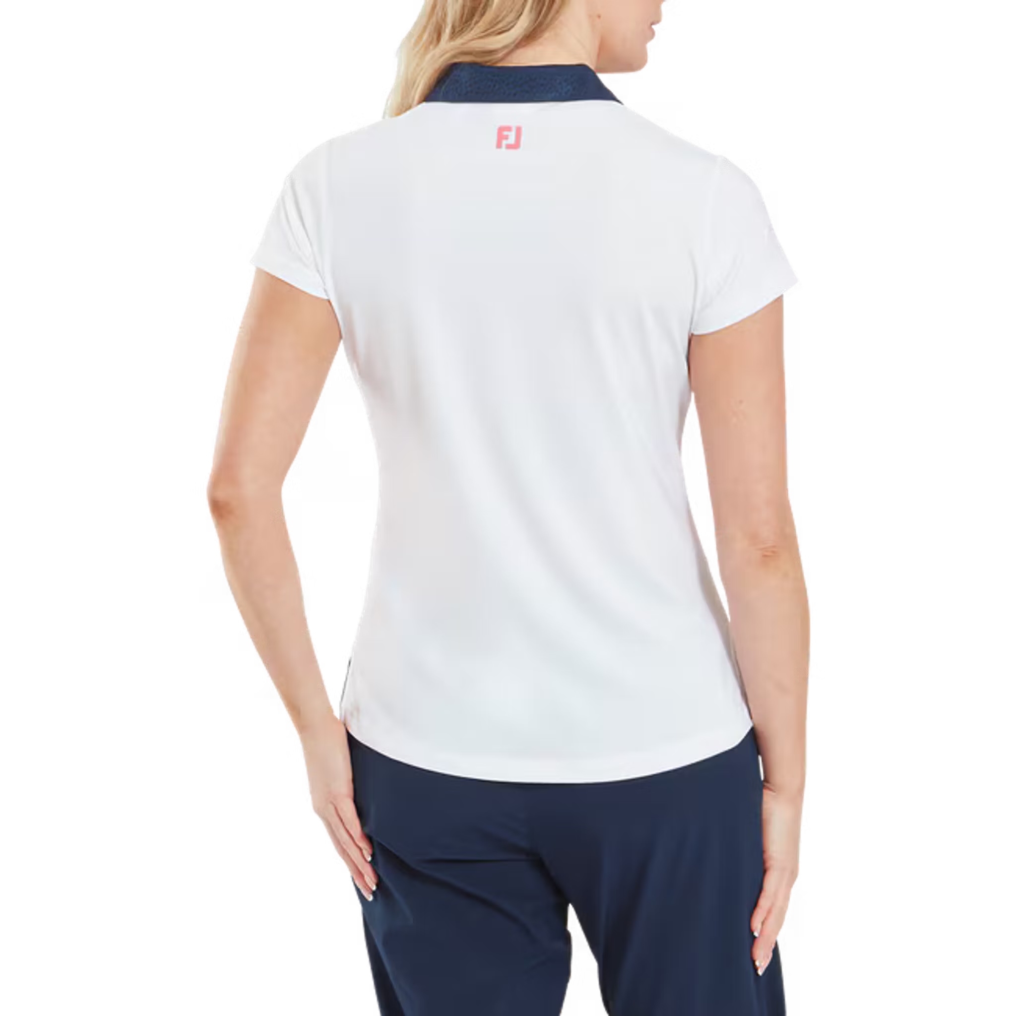 Footjoy Cap Sleeve Print Trim Lisle Polo Damen