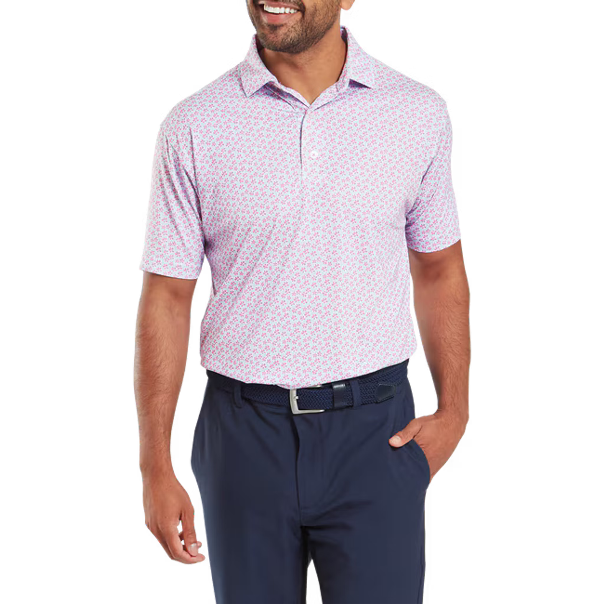 Footjoy Floral Sketch Print Lisle Polo Herren