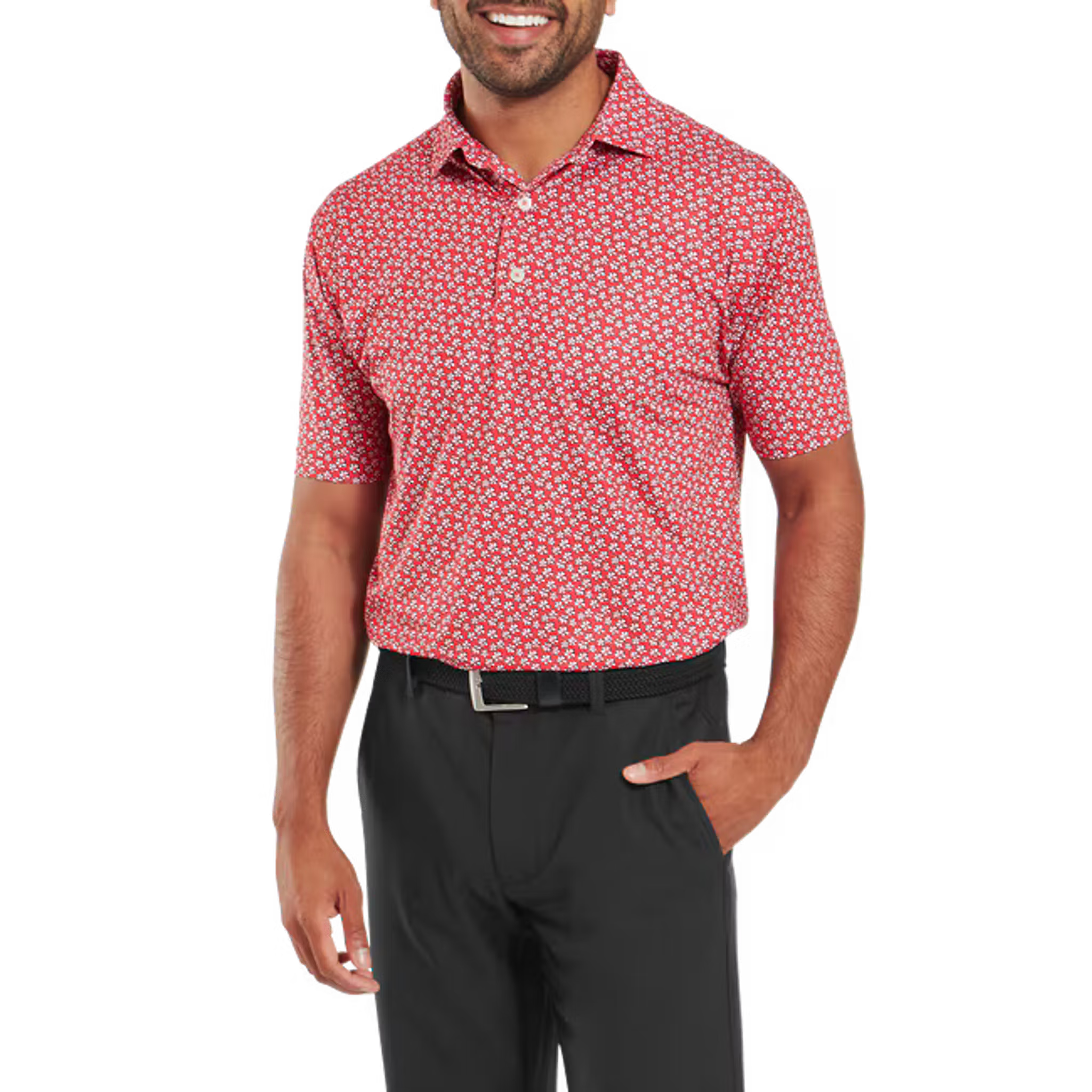 Footjoy Floral Sketch Print Lisle Polo Herren