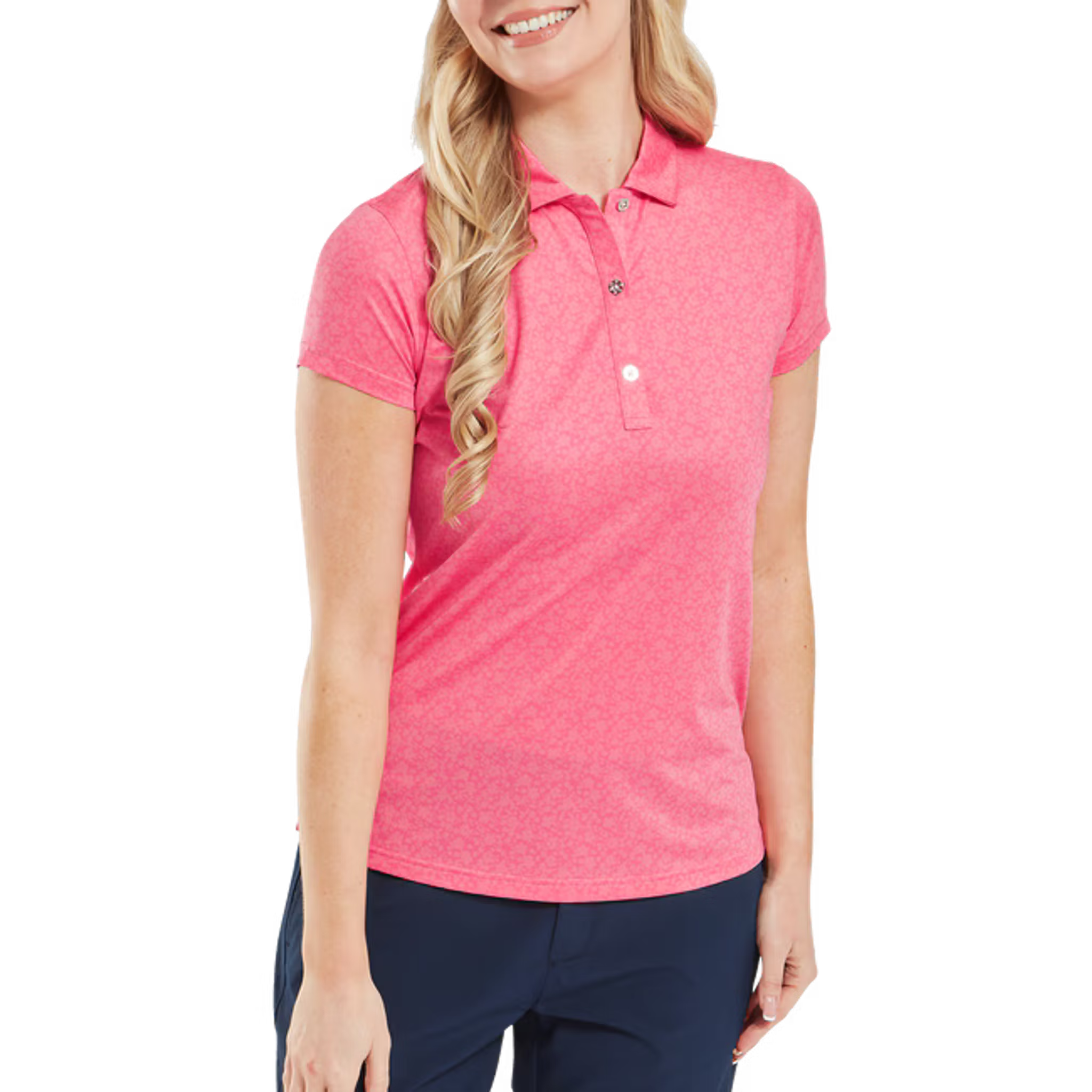 Footjoy Painted Floral Cap Sleeve Lisle Polo Damen