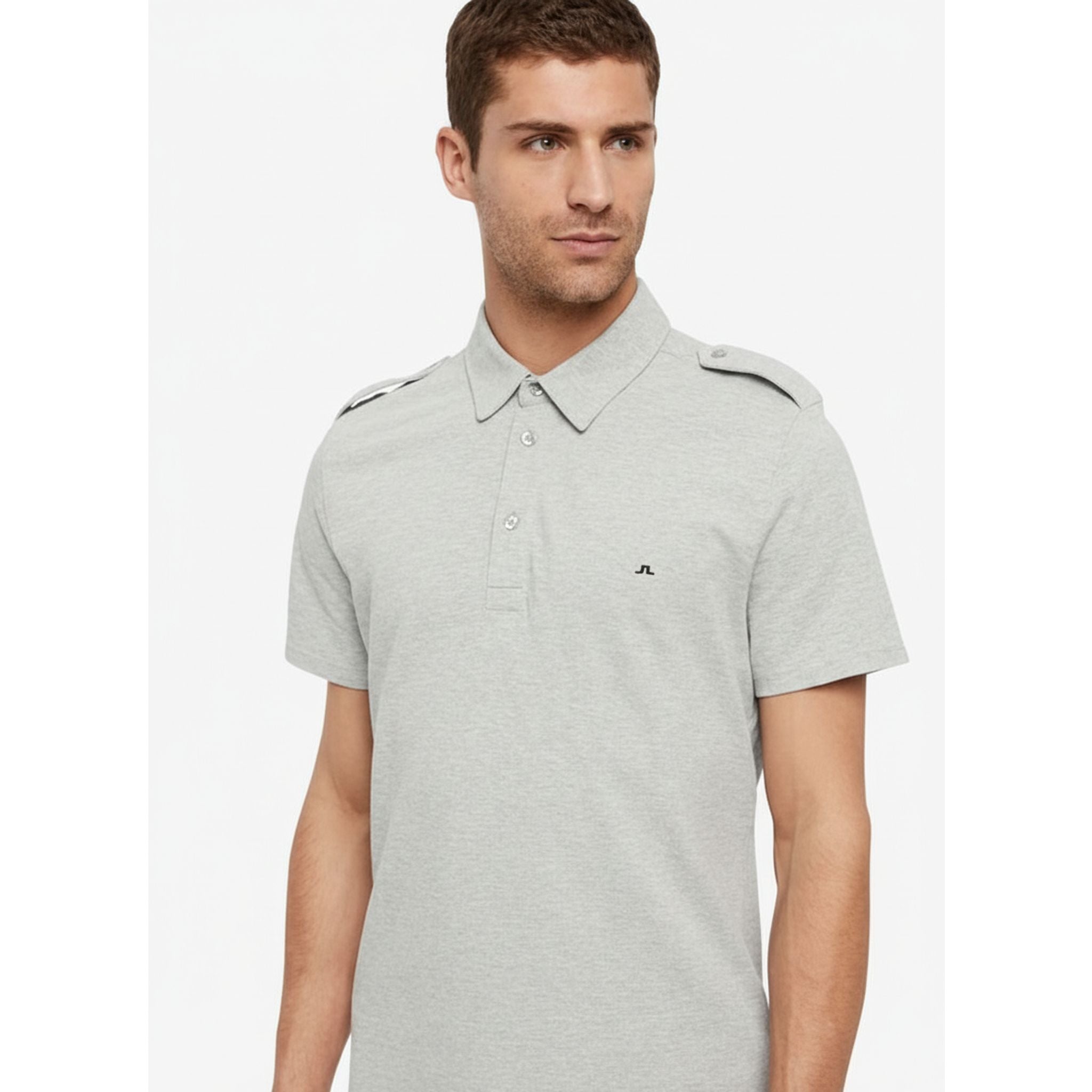 J. Lindeberg M Cliff JL Pique Stone Grey Melange S Herren