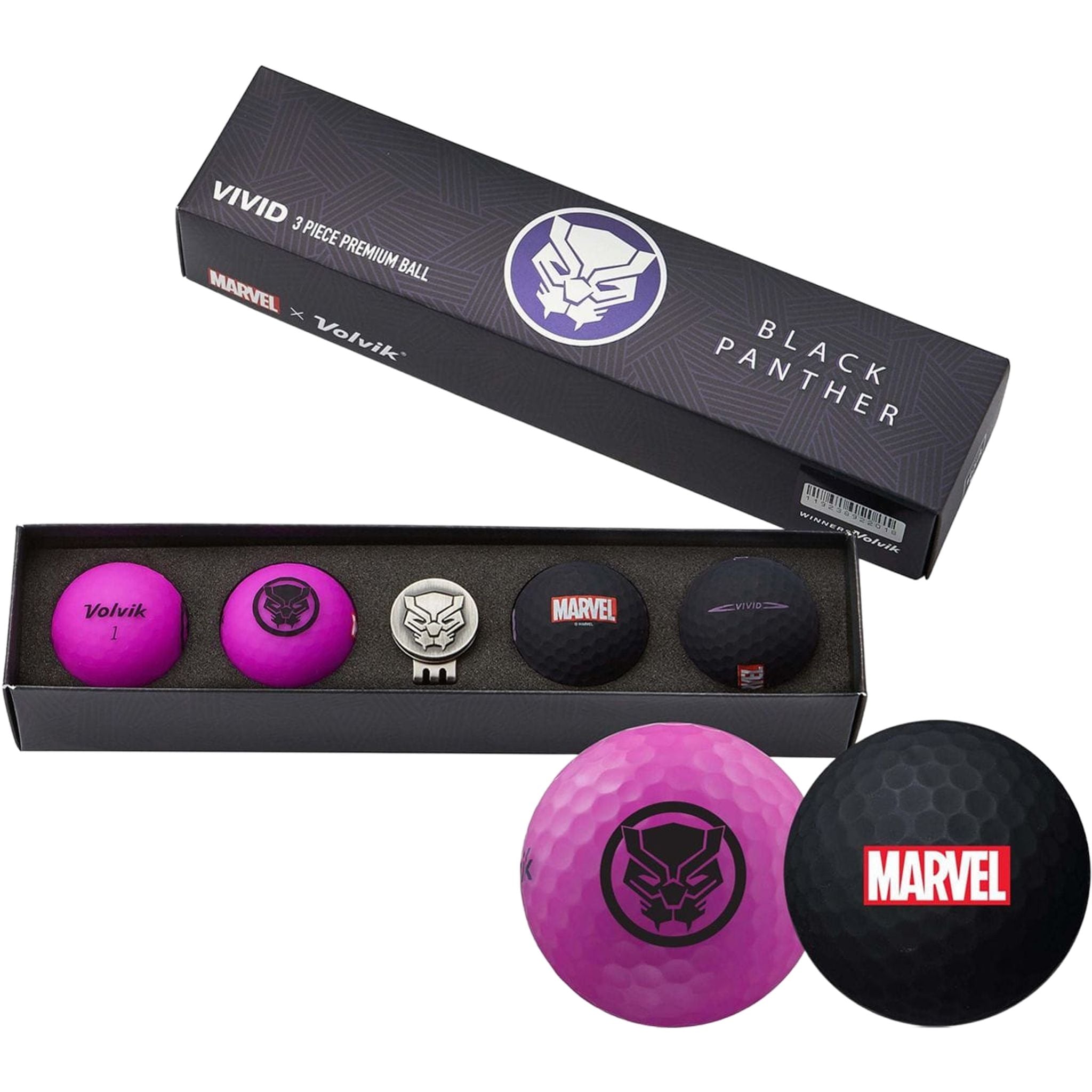 Volvik Vivid Black Panther Golfbälle